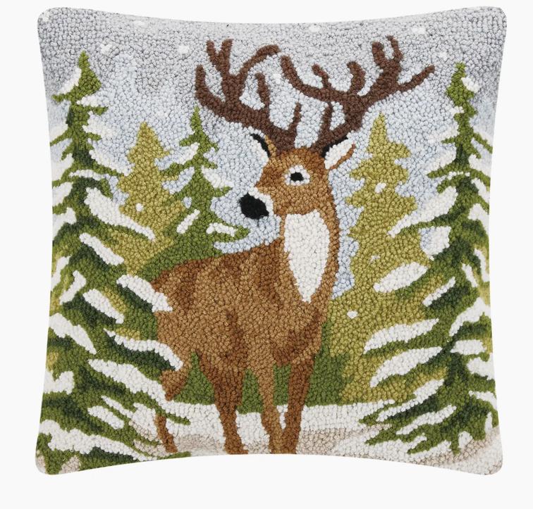 Snowfall Deer Hook Pillow