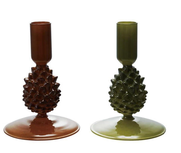 Glass Pinecone Taper Holder