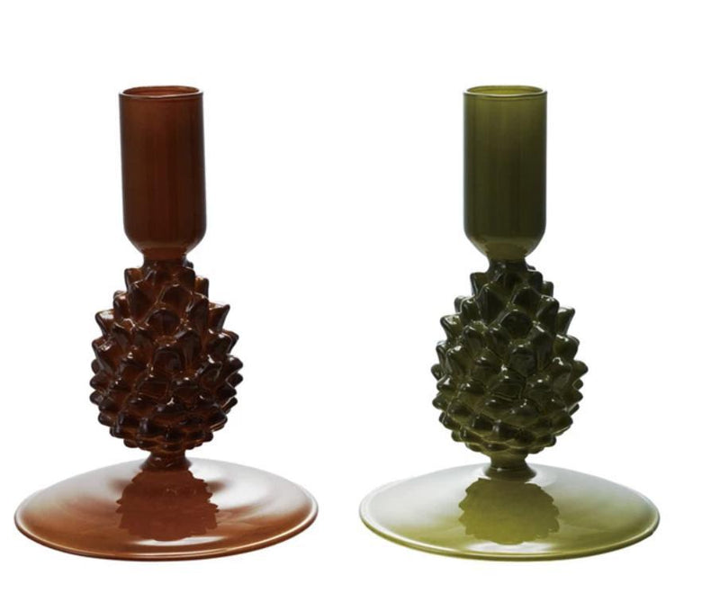 Glass Pinecone Taper Holder