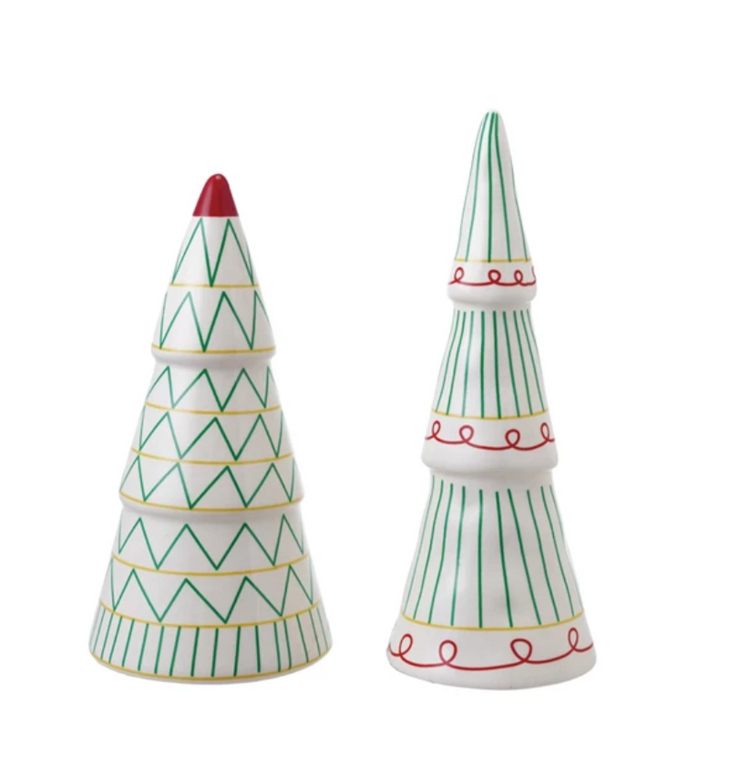 Red & Green Patterned Ceramic Trees
