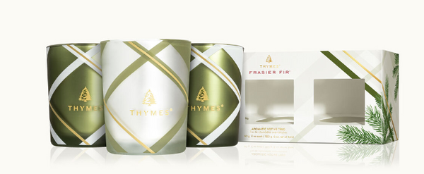 Frasier Fir Frosted Plaid Votive Trio