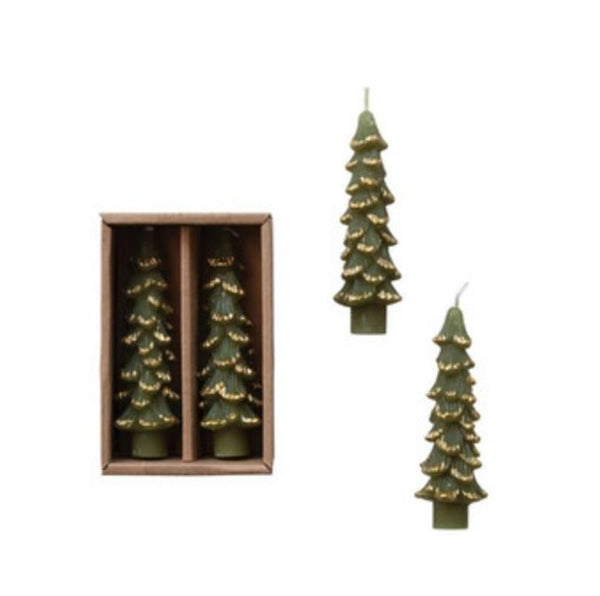 5" Tree Shaped Tapers Cedar Color S/2