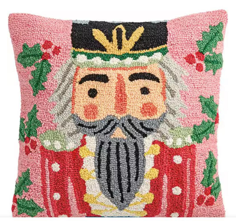 Square Pink Nutcracker Wool Pillow