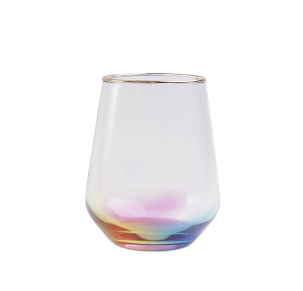 Vietri Rainbow Stemless Wine Glass S/4