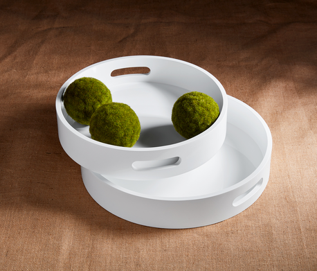 White Lacquer Trays - Round