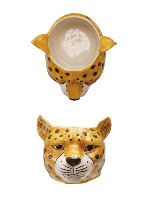 Ceramic Cheetah Head Planter