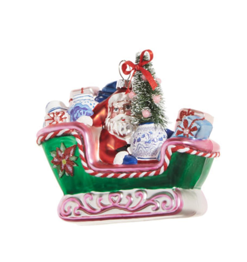 Chinoiserie Sleight Ride Glass Ornament