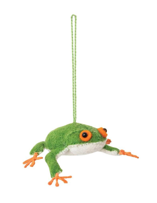 Handmade Wool Felt Frog Ornament