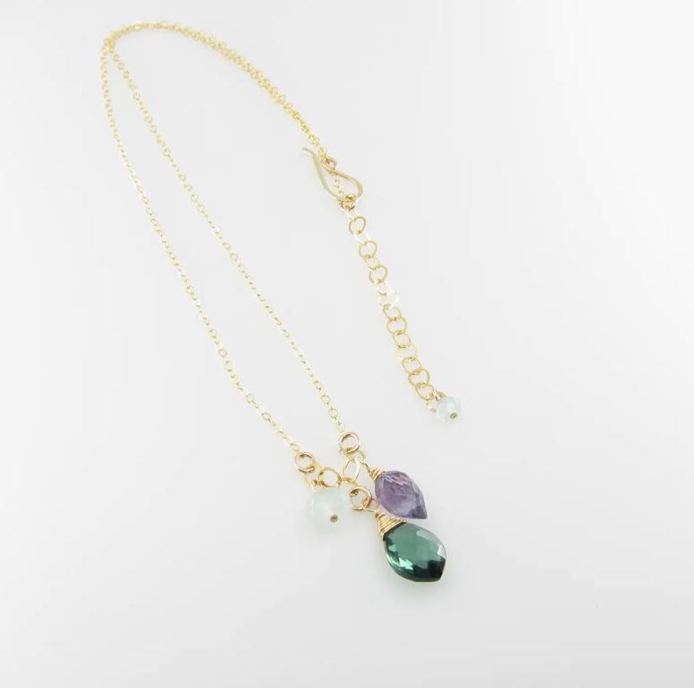 J Mills Small Gemstone Cascade with Indicolite Necklace