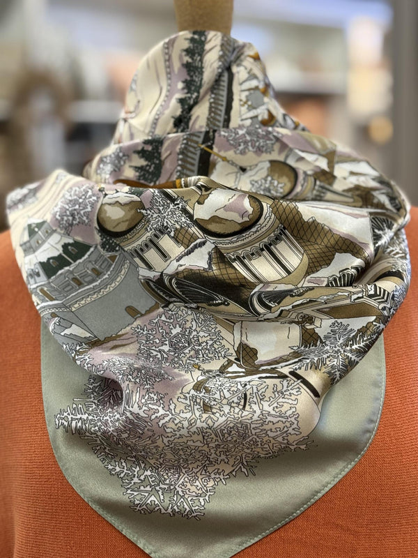 Green Snow City Silk Scarf