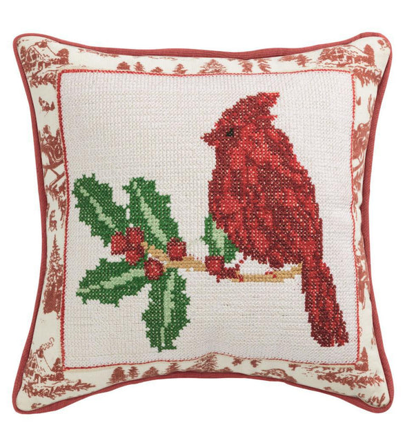 Cardinal Needlepoint Pillow