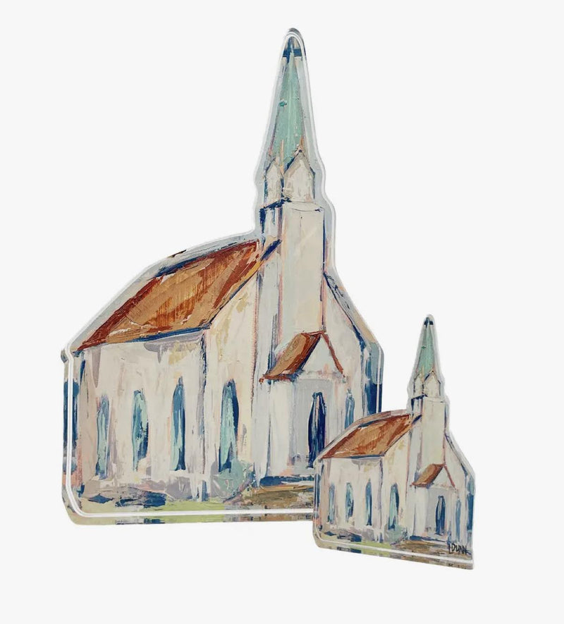 Church with Red Roof Acrylic Block