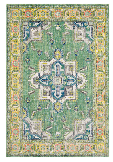 Green and Yellow Classic Turkish Pattern Area Rug