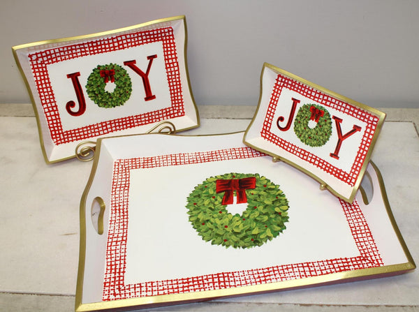 Handpainted Wood Joy/Wreath Tray