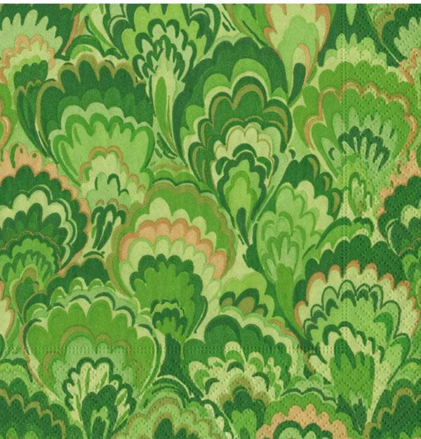 Caspari Marbled Ceramica Green