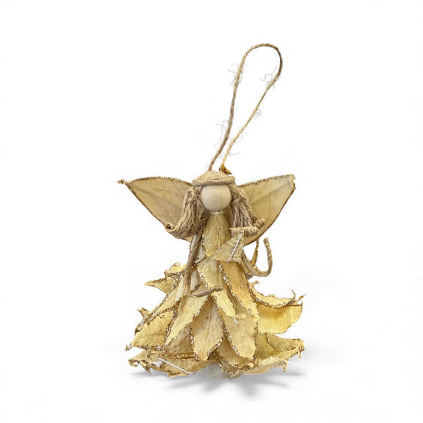 4.5” Mahogany Leaf Angel Ornament