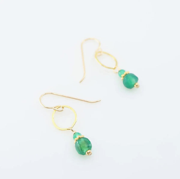 J Mills Oval Link Green Onyx Earrings