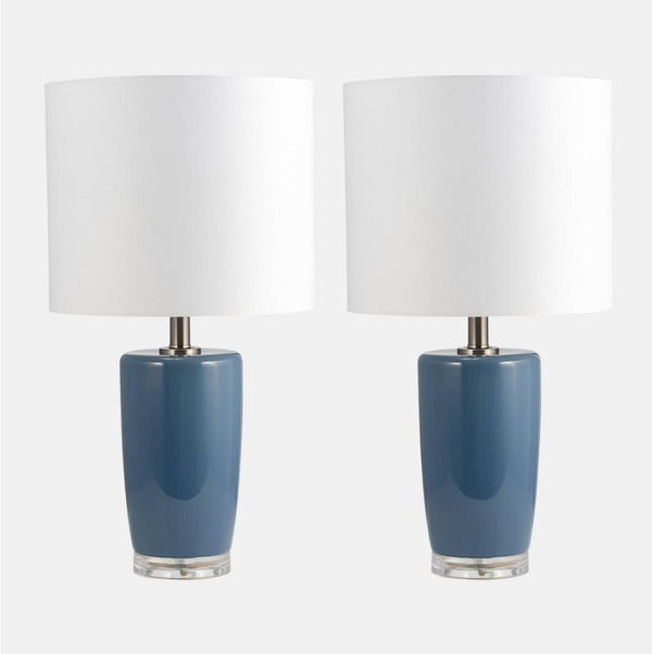 Blue ceramic 25” table lamp