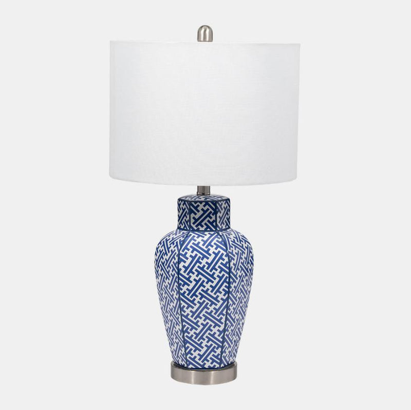 Ceramic 26” Ginger Lamp Blue and White