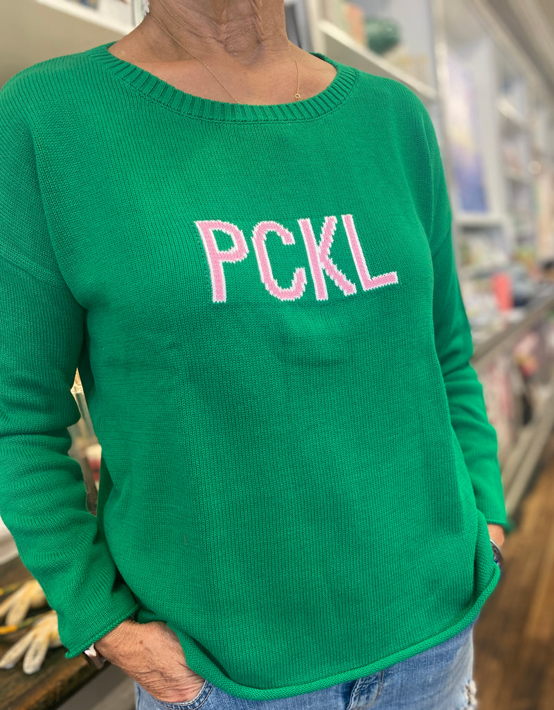PCKL Green Cotton Crew Neck Sweater