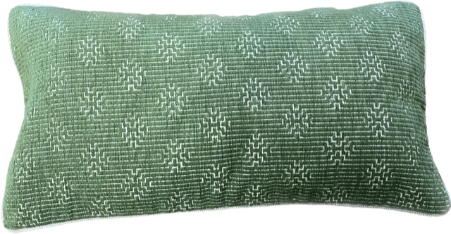 Green Cut Velvet Lumbar Pillow12x22