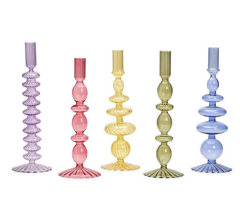 Hand blown glass tapered candleholder