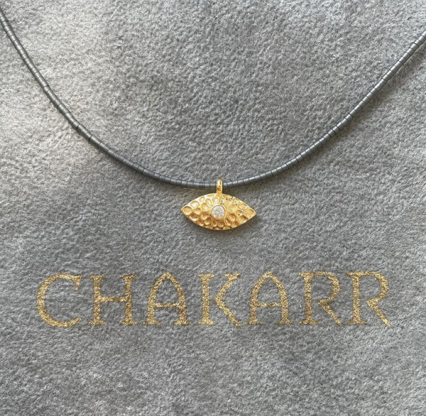Chakarr Hematite Necklace with evil eye pendant