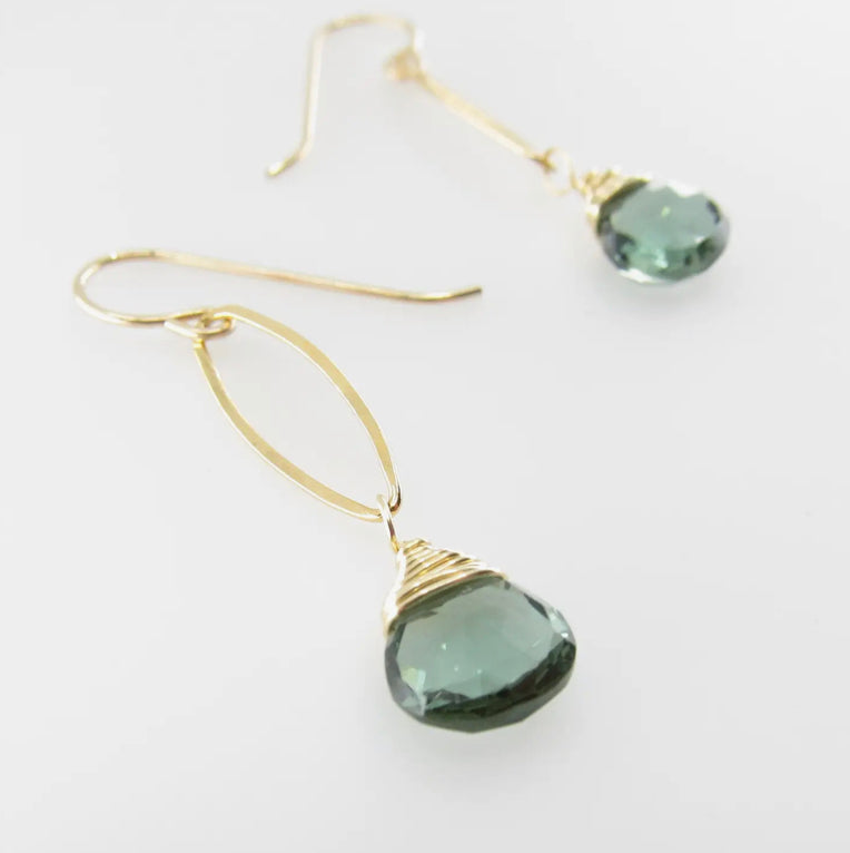 J Mills Marquis link earrings with indicolite