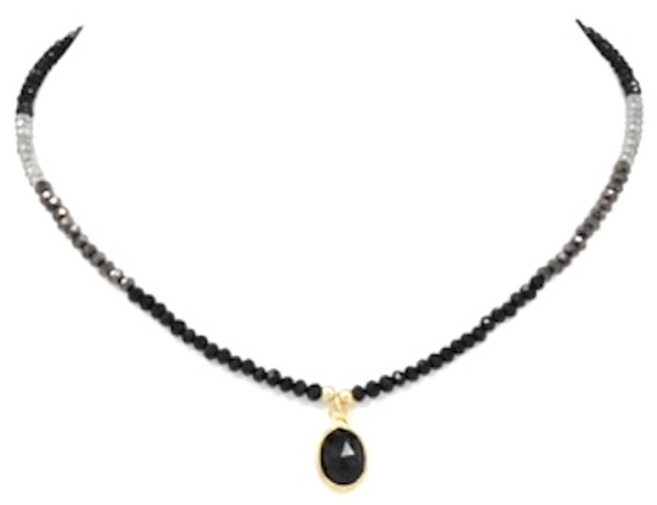 Jet crystal choker with black pendent