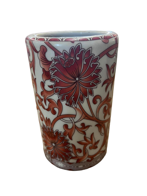 Orange and White Porcelain 5” Vase