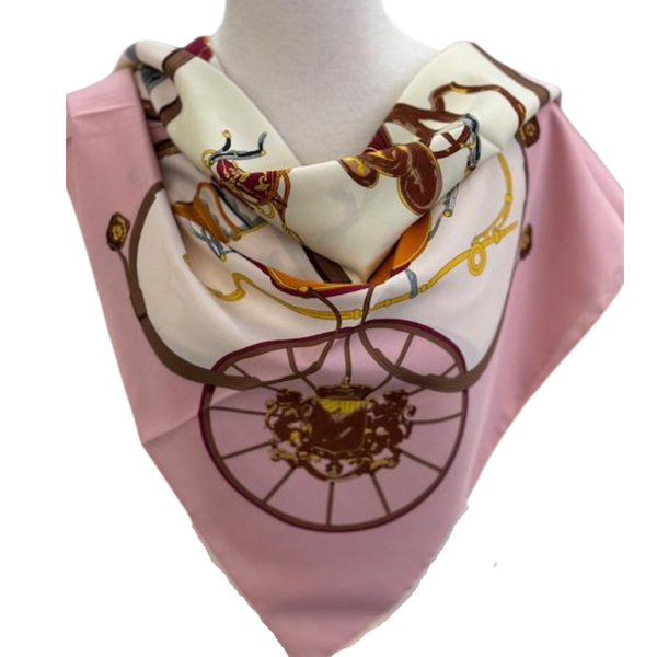 Pale pink carriage silk scarf