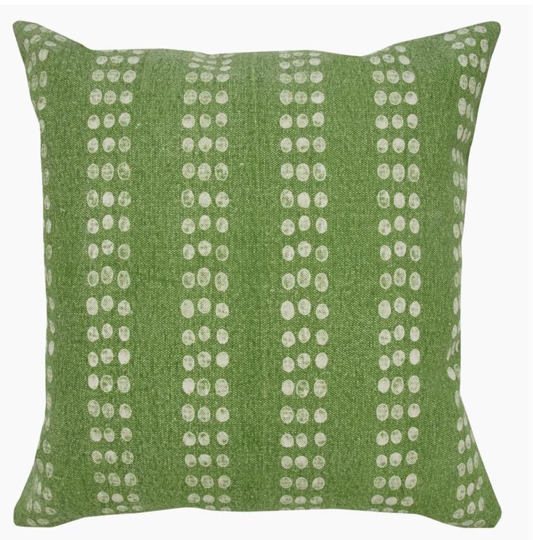 Green and white Polka dot stripe Stonewash pillow