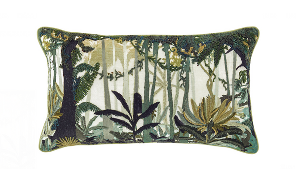 Rainforest Embroidered Lumbar Pillow