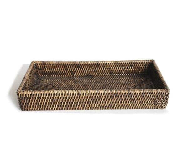 Rattan rectangular bath tray