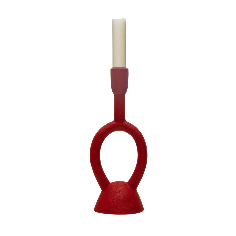 Red taper candle holder