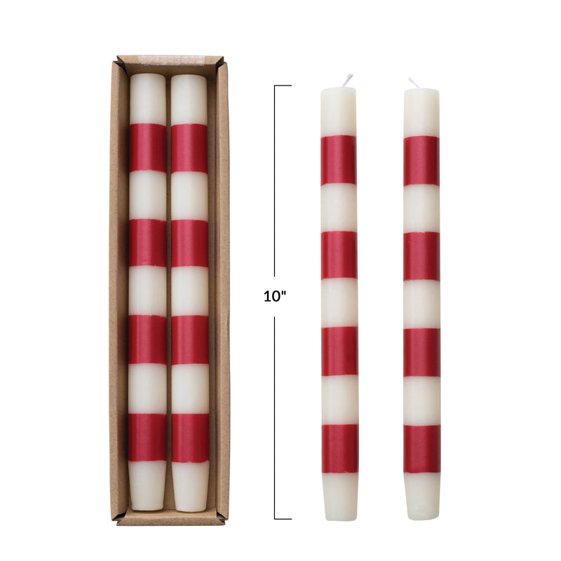 Ivory and Red Taper Candle