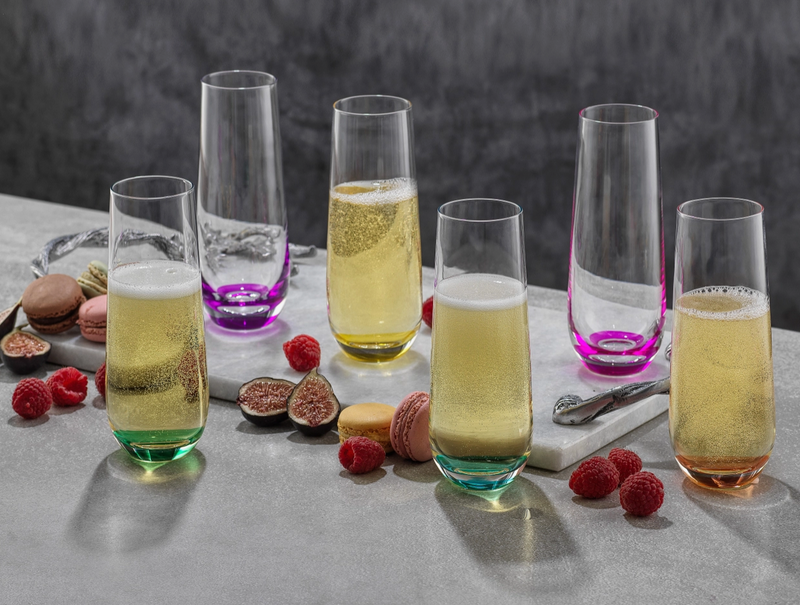Hue Colored Champagne Glasses Set of 6