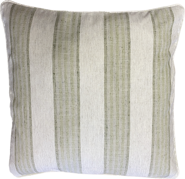Striped Green and Ivory Linen Pillows20x20