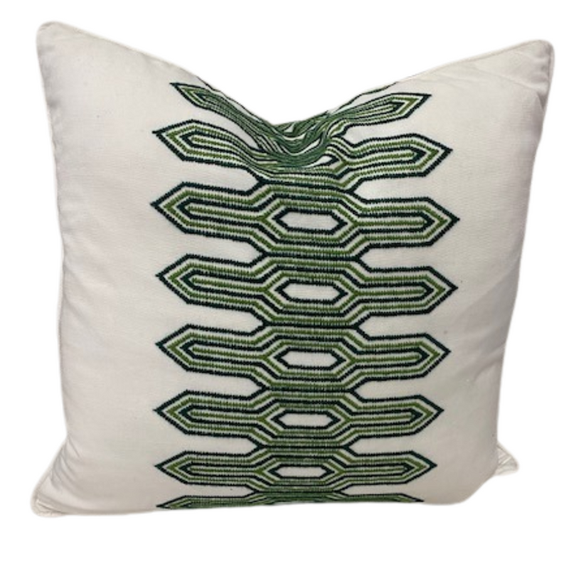 Thibaut embroidery green pillow