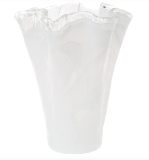 Vietri onda glass white vase medium