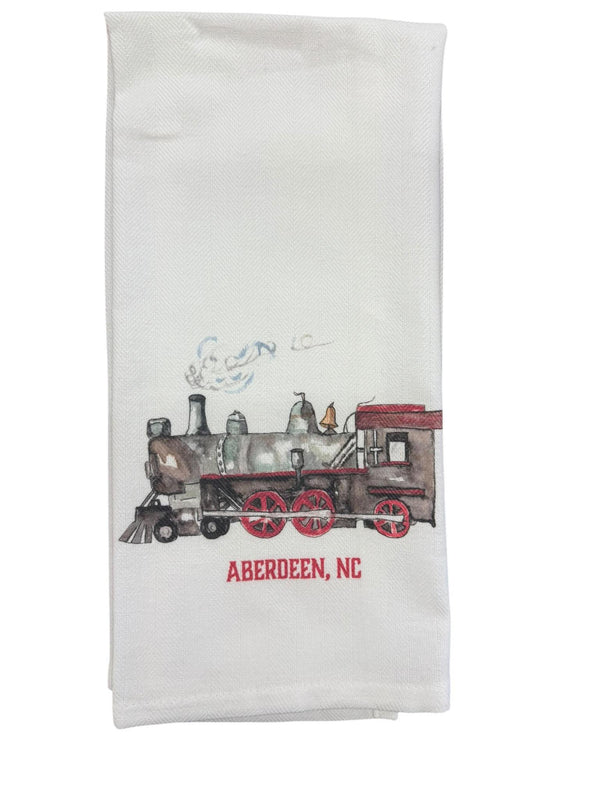 Black and Red Train Kitchen Towel