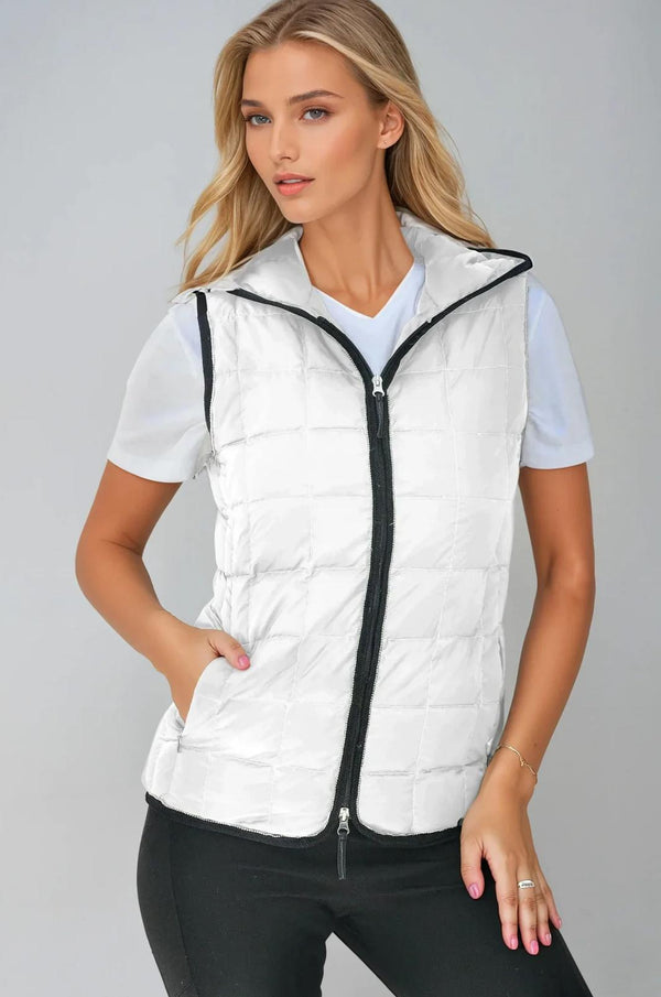 Ciao Milano Aisa White/Black Puffer Vest/Hood