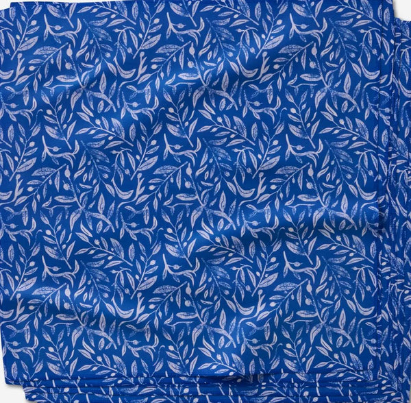 Geometry Hanukkah Leaves White Dinner Napkin Set