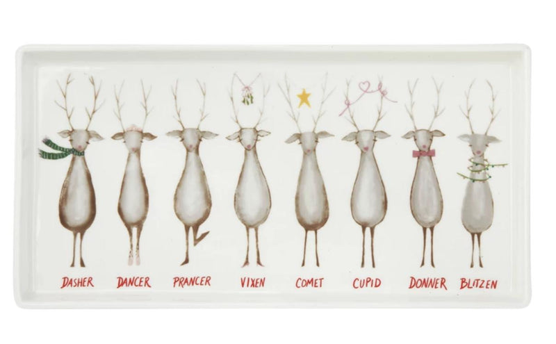 Santa’s Reindeer Stoneware Platter