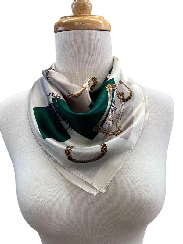 Green and Cream Lady Silk Scarf