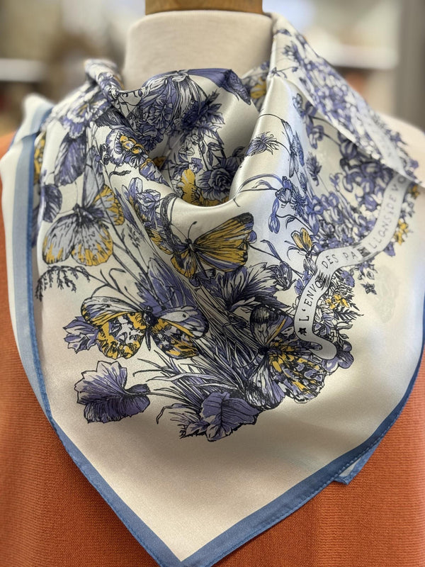 Blue Butterfly Silk Scarf