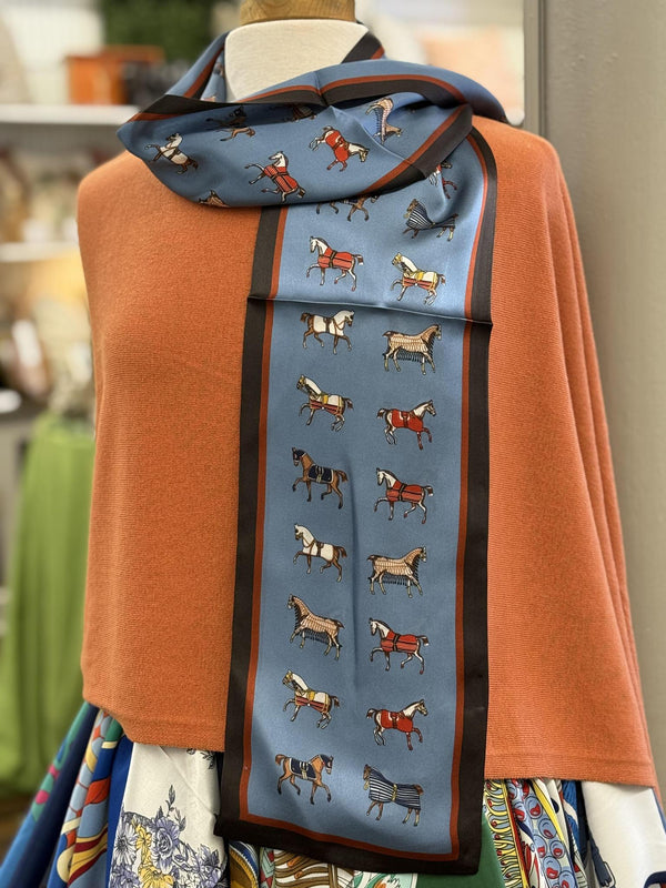Blue Horse Silk Scarf
