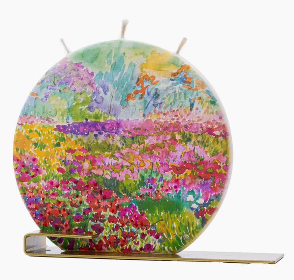 Flatyz Colorful Field of Wild Flowers Round Candle