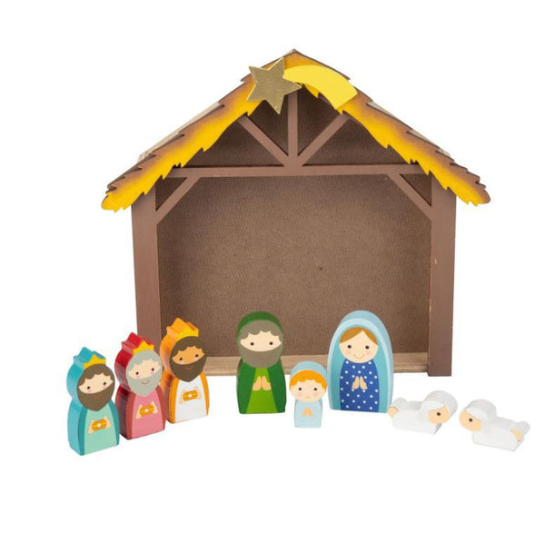 9 Piece Wood Nativity