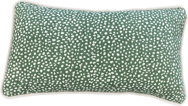 Ivory & Green Chenille Throw Pillow.